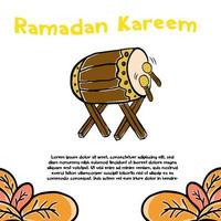 Ramadã kareem poster mão desenhando vetor