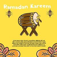 mão desenhando ilustrador Ramadã kareem livre poster vetor