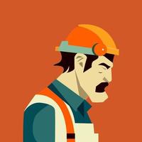 uma desenho animado do uma construção trabalhador vestindo a laranja Difícil chapéu e a laranja Difícil chapéu vetor