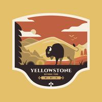 Bisonte americano na ilustração do crachá de Yellowstone do parque nacional. vetor