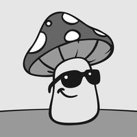 Cool Mushroom Character Mancha de tinta estilo cartoon Vector