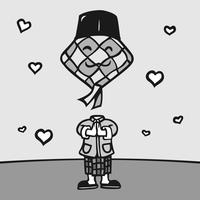 Ketupat Character Inkblot Vetor de estilo de desenho animado