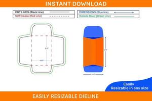 Catálogo envelope 4,625 x 6,75 polegada dieline modelo e 3d envelope caixa dieline e 3d caixa vetor