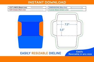 livreto pequeno Tamanho envelope 5,5x7,5 polegada dieline modelo Projeto caixa dieline e 3d caixa vetor