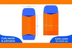 Catálogo envelope, 3,125 x 5,5 polegada aberto fim envelope morrer cortar modelo 3d caixa vetor