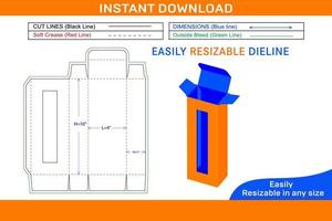cosméticos janela caixa dieline modelo e 3d caixa Projeto caixa dieline e 3d caixa vetor