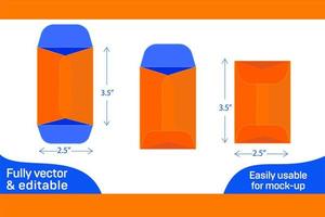 aberto fim envelope 2,25x3,5 polegada morrer cortar modelo e 3d envelope 3d caixa vetor