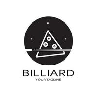 simples bilhar logotipo modelo ilustração com de bilhar bolas e bastões, design para bilhar estande, bilhar negócios, contas competição, móvel bilhar jogo,aplicativo,crachá,bilhar esporte, vetor