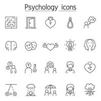 ícone de psicologia definido em estilo de linha fina