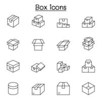 ícones de caixa definidos em estilo de linha fina vetor