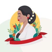 comemorar o dia do kartini com decoração de flores vetor