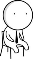 Preto e branco ilustração do uma Gerente com uma gravata sentado dentro uma cadeira vetor