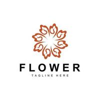 logotipo da flor, design de jardim de flores com marca de produto vetorial de estilo simples, cuidados de beleza, natural vetor