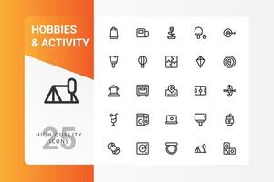 hobbies e atividades icon pack isolado no fundo branco. para o design do seu site, logotipo, aplicativo, interface do usuário. ilustração de gráficos vetoriais e curso editável. eps 10. vetor