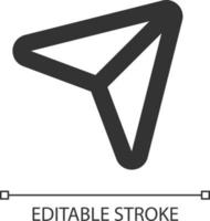 partilha postar pixel perfeito linear ui ícone. papel avião. botão para social meios de comunicação. mandar mensagem. gui, ux Projeto. esboço isolado do utilizador interface elemento para aplicativo e rede. editável acidente vascular encefálico vetor