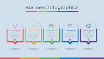 gráfico de processo de visualização de dados de negócios de infográficos de linha do tempo. gráfico de diagrama abstrato com etapas, opções vetor