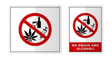 não drogas e álcool placa rótulo símbolo ícone vetor ilustração