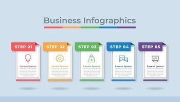 gráfico de processo de visualização de dados de negócios de infográficos de linha do tempo. gráfico de diagrama abstrato com etapas, opções vetor