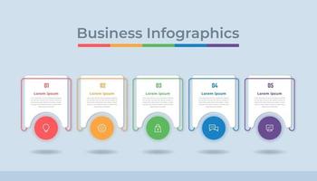 gráfico de processo de visualização de dados de negócios de infográficos de linha do tempo. gráfico de diagrama abstrato com etapas, opções vetor