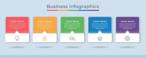 gráfico de processo de visualização de dados de negócios de infográficos de linha do tempo. gráfico de diagrama abstrato com etapas, opções vetor