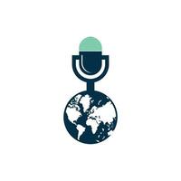 design de logotipo de podcast global. ilustração em vetor modelo de logotipo de negócios de entretenimento de transmissão.