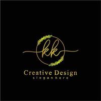 inicial kk beleza monograma e elegante logotipo projeto, caligrafia logotipo do inicial assinatura, casamento, moda, floral e botânico logotipo conceito Projeto. vetor