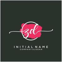 inicial zd feminino logotipo coleções modelo. caligrafia logotipo do inicial assinatura, casamento, moda, joalheria, butique, floral e botânico com criativo modelo para qualquer companhia ou negócios. vetor