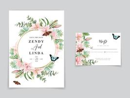 lindo cartão de convite de casamento em aquarela floral vetor