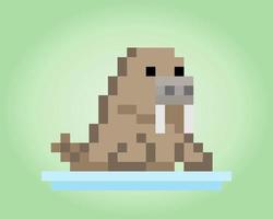 8 mordeu pixel morsa. animal píxeis para jogos ícones. ilustração vetor Cruz ponto padronizar