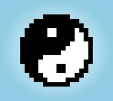 logotipo de pixel de 8 bits yin yang em ilustrações vetoriais para ativos de jogos ou padrões de ponto cruzado vetor