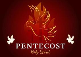 pentecostes domingo ilustração com chama e piedosos espírito pomba dentro católicos ou cristãos religioso cultura feriado plano desenho animado mão desenhado modelos vetor