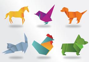 Pacote de vetores de animais de origami