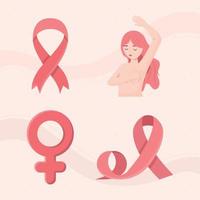 ícones de câncer de mama vetor
