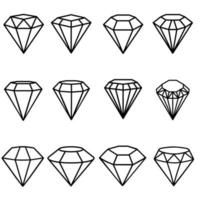 diamante ícones vetor definir. pedra preciosa ilustração placa coleção. jóia símbolo.