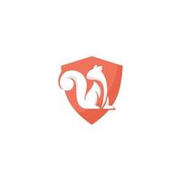 esquilo e escudo logotipo para uma companhia chamado esquilo vetor