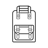 à moda mochila com 1 grande bolso, simples linear ícone isolado em branco fundo. na moda hipster mochila. distintivo, emblema, logotipo para apps e sites. vetor ilustração