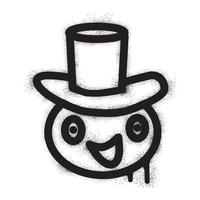 sorridente face emoticon vestindo vaqueiro chapéu com Preto spray pintura vetor