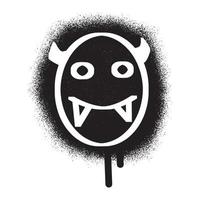 assustador emoticon estêncil grafite com Preto spray pintura vetor