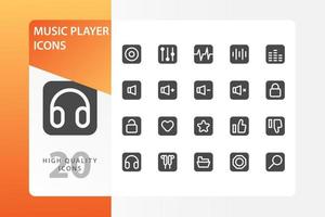 pacote de ícones de player de música isolado no fundo branco. para o design do seu site, logotipo, aplicativo, interface do usuário. ilustração de gráficos vetoriais e curso editável. eps 10. vetor