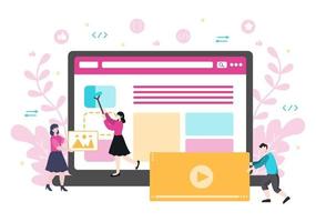 ilustrações planas de desenvolvimento web para sites, programação, materiais de marketing, apresentações de negócios, publicidade online e aplicativos móveis vetor