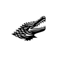 uma logotipo do uma Preto e branco crocodilo dentro vetor forma.