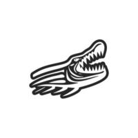 vetor logotipo representando uma Preto e branco crocodilo