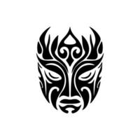 uma vetor desenhando do uma polinésio mascarar tatuagem dentro Preto e branco.