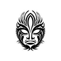 uma vetor esboço do uma tatuagem do uma polinésio mascarar dentro Preto e branco.