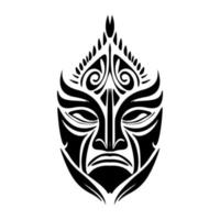 vetor desenhando do uma polinésio mascarar tatuagem dentro Preto e branco.