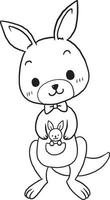 canguru animal desenho animado rabisco kawaii animê coloração página fofa ilustração desenhando personagem chibi mangá quadrinho vetor
