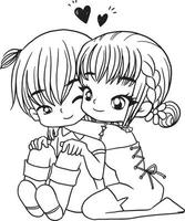 amante Casamento desenho animado rabisco kawaii animê coloração página fofa ilustração clipart personagem chibi mangá quadrinho desenhando linha arte livre baixar png imagem vetor