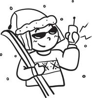desenho animado menina inverno rabisco kawaii animê coloração página fofa ilustração desenhando grampo arte personagem chibi mangá quadrinho vetor