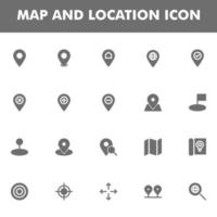 mapa e ícone de localização pacote isolado no fundo branco. para o design do seu site, logotipo, aplicativo, interface do usuário. ilustração de gráficos vetoriais e curso editável. eps 10. vetor