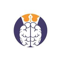 design de logotipo de vetor de rei inteligente. cérebro humano com design de ícone de coroa.